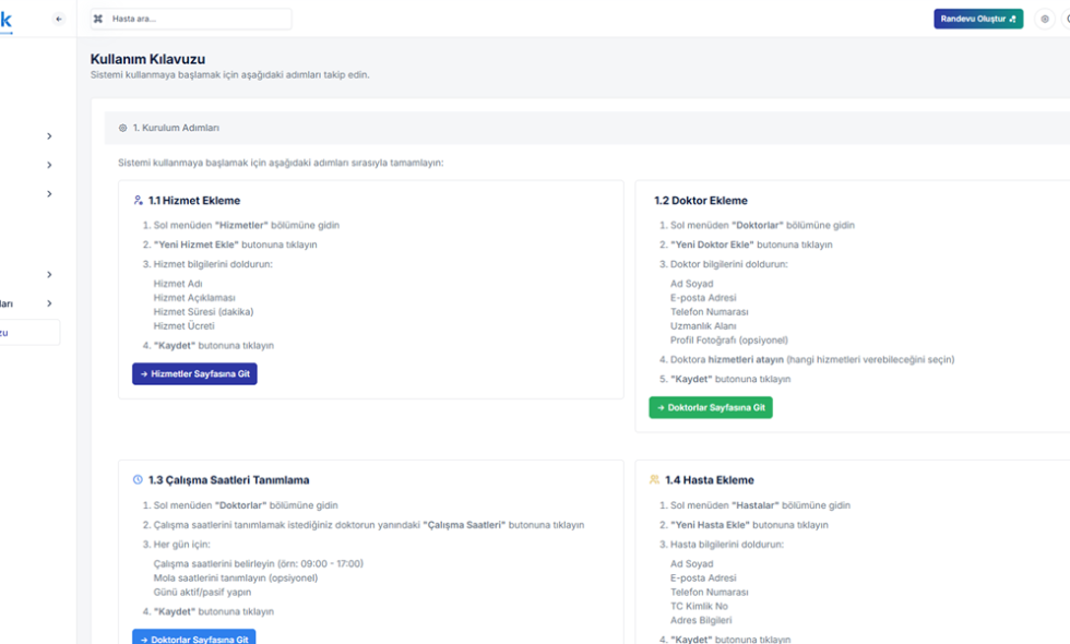 Randevu Sistemi - Kullanım Kılavuzu