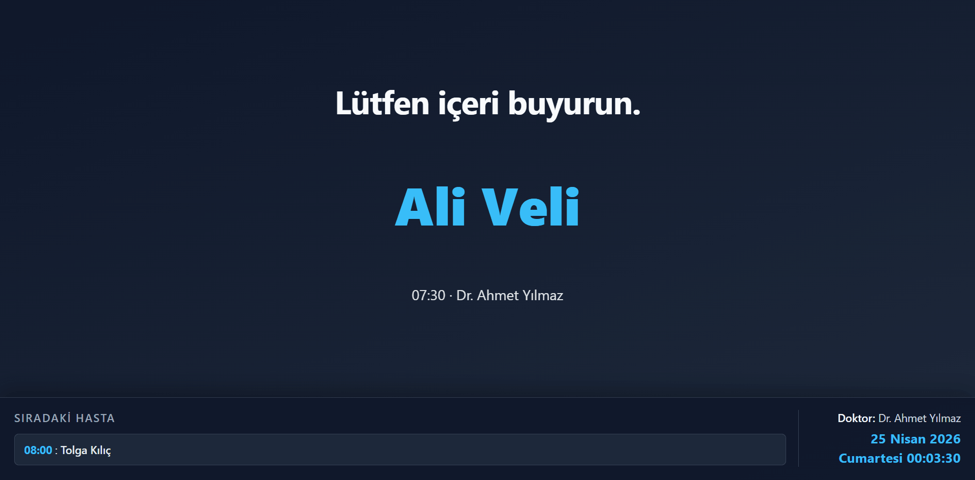Randevu Sistemi Hasta Bekleme Ekranı
