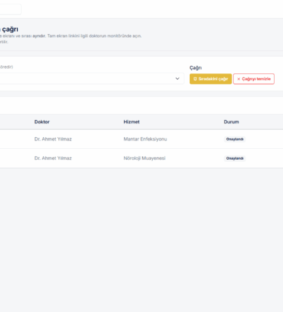 Randevu Sistemi Hasta Çağırma Ekranı